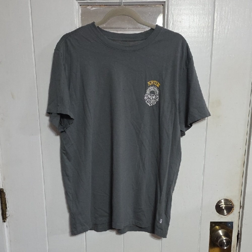 Katin Mens T-Shirt Grayish Blue Skeleton Flowers Sun Surfboards Sz L EUC‎